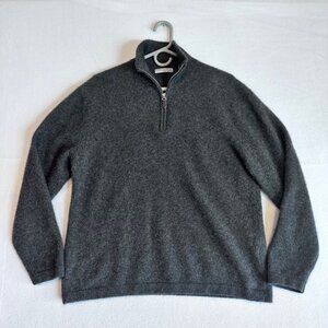 American Blue 100% Cashmere Quarter Zip Sweater Size L Gray Soft Classic Preppy